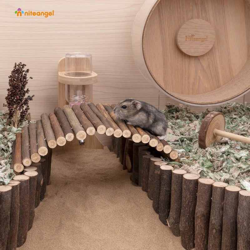 Niteangel Wooden Ladder Bridge, Hamster Mouse Rat Rodents Toy, Small Animal Chew Toy (11.8" x 4.7") - Image 2